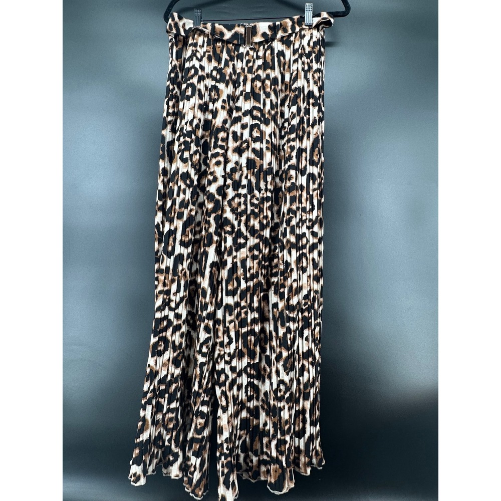 Alice Blue Leopard Print Pleated Wide Leg‎ Pants Brown XL